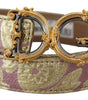 Dolce & Gabbana Pink Jaquard DG Logo Gold Metal Buckle Belt