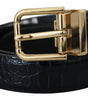 Dolce & Gabbana Black Exotic Leather Gold Metal Buckle Belt