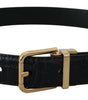 Dolce & Gabbana Black Exotic Leather Gold Metal Buckle Belt