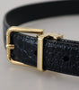 Dolce & Gabbana Black Exotic Leather Gold Metal Buckle Belt