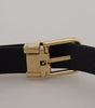 Dolce & Gabbana Black Exotic Leather Gold Metal Buckle Belt