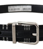 Dolce & Gabbana Black White Cotton Metal Silver Buckle Belt