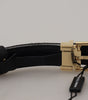 Dolce & Gabbana White Black Patchwork Gold Metal Buckle Belt