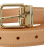 Dolce & Gabbana Beige Exotic Leather Gold Metal Buckle Belt