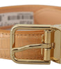 Dolce & Gabbana Beige Exotic Leather Gold Metal Buckle Belt