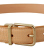 Dolce & Gabbana Beige Exotic Leather Gold Metal Buckle Belt
