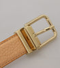 Dolce & Gabbana Beige Exotic Leather Gold Metal Buckle Belt