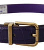 Dolce & Gabbana Purple Exotic Leather Gold Metal Buckle Belt