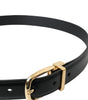 Dolce & Gabbana Black Calf Leather Gold Metal Buckle Belt