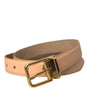 Dolce & Gabbana Beige Calfskin Leather Gold Metal Buckle Belt
