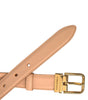 Dolce & Gabbana Beige Calfskin Leather Gold Metal Buckle Belt
