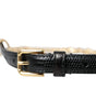 Dolce & Gabbana Black Leather Gold Chain Crystal Waist Women Belt