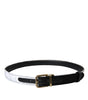 Dolce & Gabbana Black White Patchwork Gold Metal Buckle Belt