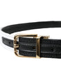 Dolce & Gabbana Black White Patchwork Gold Metal Buckle Belt