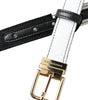 Dolce & Gabbana Black White Patchwork Gold Metal Buckle Belt