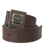 Dolce & Gabbana Brown Calf Leather Square Metal Buckle Belt
