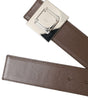 Dolce & Gabbana Brown Calf Leather Square Metal Buckle Belt