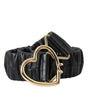 Dolce & Gabbana Black Leather Gold Heart Metal Buckle Belt