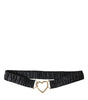 Dolce & Gabbana Black Leather Gold Heart Metal Buckle Belt