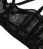Dolce &amp; Gabbana Black Floral Lace Nylon Balconcino Bra Underwear