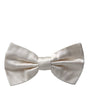 Dolce &amp; Gabbana Off White Silk Adjustable Neck Men Bow Tie