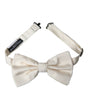 Dolce &amp; Gabbana Off White Silk Adjustable Neck Men Bow Tie