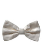 Dolce &amp; Gabbana Off White Silk Adjustable Neck Men Bow Tie