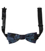 Dolce &amp; Gabbana Black Blue Brocade Adjustable Neck Men Bow Tie