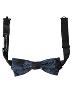 Dolce &amp; Gabbana Black Blue Brocade Adjustable Neck Men Bow Tie