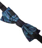 Dolce &amp; Gabbana Black Blue Brocade Adjustable Neck Men Bow Tie