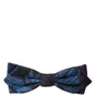 Dolce &amp; Gabbana Black Blue Brocade Adjustable Neck Men Bow Tie