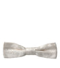 Dolce &amp; Gabbana White Floral Brocade Adjustable Neck Men Bow Tie