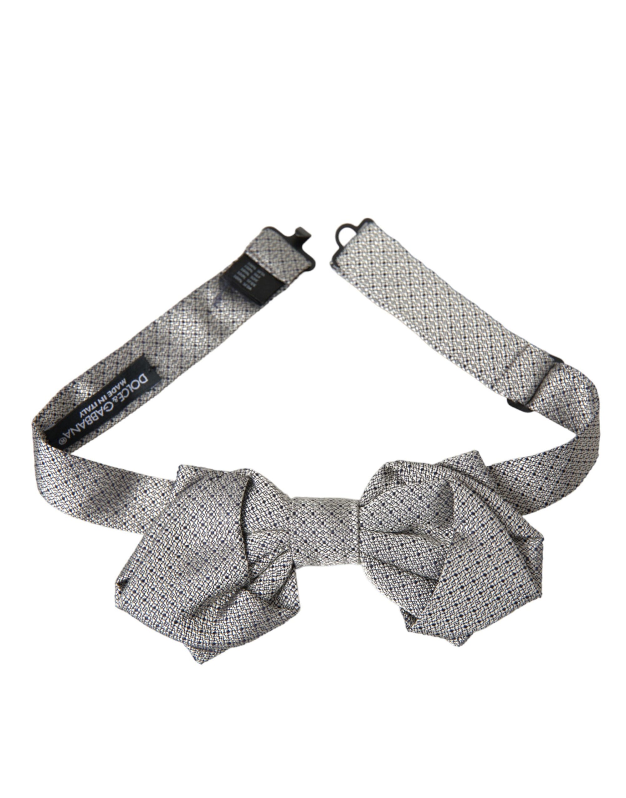 Dolce &amp; Gabbana Gray Silk Adjustable Neck Men Bow Tie