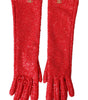 Gants mi-longs Dolce &amp; Gabbana en lurex rouge Fantasia