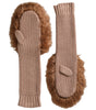 Dolce & Gabbana Brown Cashmere Knitted Fur Mid Arm Mitten Gloves