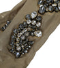 Dolce & Gabbana Beige Satin Crystal Elbow Length Gloves