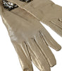 Dolce & Gabbana Beige Satin Crystal Elbow Length Gloves