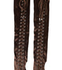 Dolce & Gabbana Brown Acetate Lace Up Fingerless Gloves