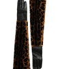 Dolce & Gabbana Brown Black Leopard Leather Elbow Length Gloves