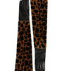 Dolce & Gabbana Brown Black Leopard Leather Elbow Length Gloves