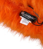 Dolce &amp; Gabbana Orange Faux Fur Whole Head Wrap Hat