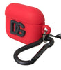 Dolce & Gabbana Red Silicone Rubber Logo Embossed Airpods Case