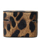 Dolce & Gabbana Brown Leopard Calf Leather Metal Logo Plaque Airpods Case