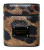 Dolce & Gabbana Brown Leopard Calf Leather Metal Logo Plaque Airpods Case