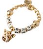 Dolce &amp; Gabbana Gold Tone Brass Chain MY DOG Heart Bracelet