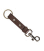 Dolce & Gabbana Brown Plain Leather Silver Brass Keyring Holder Keychain