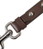 Dolce & Gabbana Brown Plain Leather Silver Brass Keyring Holder Keychain