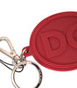 Porte-clés Dolce &amp; Gabbana en caoutchouc rouge avec logo DG en laiton argenté