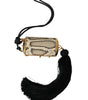 Dolce & Gabbana Beige Exotic Leather Mini Mirror Tassel Make Up Holder Bag