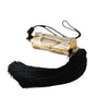 Dolce & Gabbana Beige Exotic Leather Mini Mirror Tassel Make Up Holder Bag
